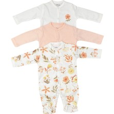 Tiffany Baby Kız Bebek Flower Garden 3'lü Patikli Tulum Set Ekru 15040