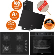 Ferre Fryart&silentart-Steamart Reyao Sessiz Siyah Ankastre Set (D086-SA +QEP64CS + SC405-WFA Wok)