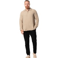 Eliş Şile Bezi Uzun Kol Double Müslin Erkek Sonbahar ve Kışlık Sweatshirt Vizon Vzn