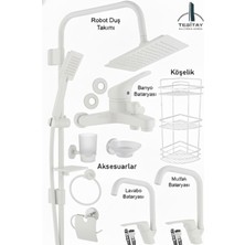 Tesitay Mutfak Lavabo Banyo Bataryası Robot Duş Seti ve Aksesuarlar Köşelik Beyaz Renk Musluk Armatür