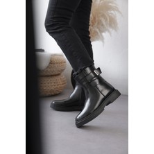 Shoemark Nani Siyah Suni Deri Kadın Bot