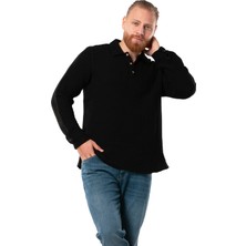 Eliş Şile Bezi Uzun Kol Double Müslin Erkek Sonbahar ve Kışlık Sweatshirt Siyah Syh