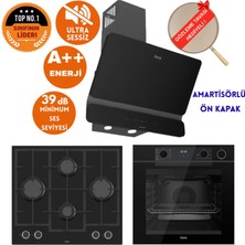 Ferre Fryart&silentart-Steamart Julo Yeni Seri Sessiz Siyah Ankastre Set (D080-SA + QEP64CS +LN385)