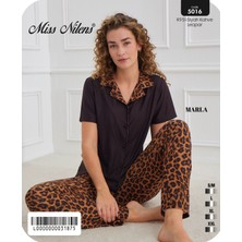 Miss Nilens Leopar Desen Kadın Pijama Takımı
