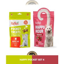 Reflex Pocket Treats Dental Care - Ağız ve Diş Sağlığı & Reflex Happy Hour Calmness - Sakinleşmeyi Destekleyici Kedi Ödül Maması Seti 2x60 gr