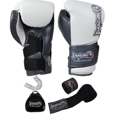 Dragondo Kunuri Kickboks Muaythai Müsabaka Antreman Dragon Boks Eldiveni Bandaj ve Dişlik 3'lü Set