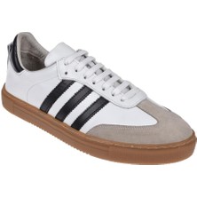 Floor Hakiki Deri Erkek Spor Ayakkabı Sneaker MAK-3030M   Beyaz Siyah
