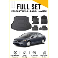 Ko Kaliteoto Honda Civic Sedan 2007 Model Birebir Uyumlu Bagaj Havuzu+Paspas Setii
