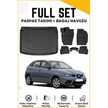 Ko Kaliteoto Seat Ibiza 2002-2003-2004-2005-2006-2007-2008 Model Birebir Uyumlu Bagaj Havuzu+Paspas Setii
