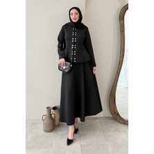 Tesettür Diyarı Monarch Ceket-Etek Scuba Tesettür Takım- Siyah