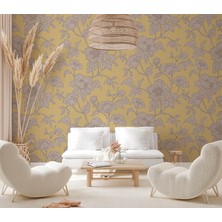 Teodora Sarı Kahve Çiçekli Duvar Kağıdı  765984