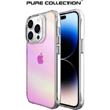 Bix iPhone 14 Pro Pure Rainbow Renk Geçişli Şeffaf Kılıf Çizilmeye Dayanıklı Darbe Emici Pembe
