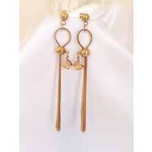 Alsade Uzun Sallantı Kelebek Figür Çelik Küpe