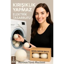Özbience Yün Kurutma Topları 3'lü, Doğal Yumuşatıcı ve Kırışık Önleyici Set