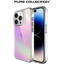 Bix iPhone 15 Pro Pure Rainbow Renk Geçişli Şeffaf Kılıf Çizilmeye Dayanıklı Darbe Emici Pembe