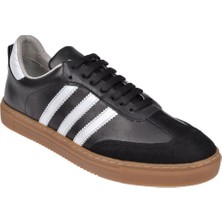 Floor Hakiki Deri Erkek Spor Ayakkabı Sneaker MAK-3030M   Siyah Beyaz