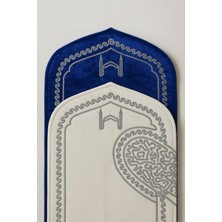 Teksev Beyza 2 Li Mavi Krem Kadife Çift Nakışlı Kalpli Süngerli Seccade Çeyizlik Bohça Namazlık