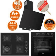 Ferre Fryart&silentart-Steamart Sivo Sessiz Siyah Ankastre Set (D077-SA + XE64CS +SC405-WFA Wok )