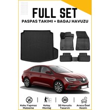 Ko Kaliteoto Renault Megane 4 Sedan 2018-2019-2020-2021 Model Sağ Cepli Birebir Uyumlu Bagaj Havuzu+Paspas Seti Proxyy