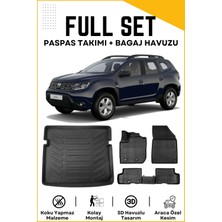 Ko Kaliteoto Dacia Duster 4x4 2018-2019-2020-2021-2022 Model Birebir Uyumlu Bagaj Havuzu+Paspas Setii