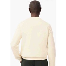 Lacoste Bisiklet Yaka Regular Fit Krem Uzun Kol Sweatshirt