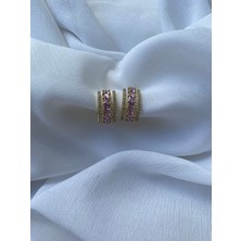 Alp Jewel 316L Mor Taş Detay Küpe Xuping Kararmaz Çelik