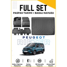 Ko Kaliteoto Peugeot Rifter 2024 Model Seperatörlü Birebir Uyumlu Bagaj Havuzu+Paspas Seti Proxyy