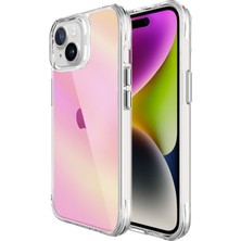 Bix iPhone 15 Pure Rainbow Renk Geçişli Şeffaf Kılıf Çizilmeye Dayanıklı Darbe Emici Pembe