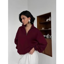 Sole Stories Kadın  Rouge Premium Fermuarlı Sweatshirt