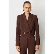 Ekol Kruvaze Yaka Crop Ceket 5029