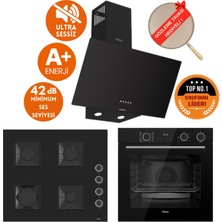 Ferre Fryart&silentart-Steamart Reo Yeni Seri Sessiz Siyah  Ankastre Set ( D086-SA + XE64CS +SS205)