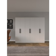 Aymobsan Niro 6 Kapaklı Gardrop, Askılı ve Raflı, 240 cm - Beyaz