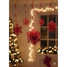 Dodomar Yılbaşı Helozonlu Sarkıt Süs 3D Kartanesi Kırmızı 10LU 3 Farklı Ebat