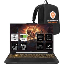 Asus Tuf Gaming F16 Core 5 210H RTX 3050 Gaming Laptop 24GB RAM 512GB SSD 16" FHD+ 144Hz FreeDOS + Per4 Çanta FX607VJBRL123WP312