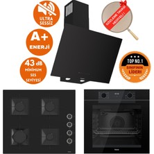 Ferre Fryart & Silentart Divo Yeni Seri Sessiz Siyah Ankastre Set ( D077-SA + QEP63CS + SS205 )