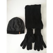 Suyutti Erkek Atkı & Bere & Eldiven 3'lü Takım K22002-04-001 Siyah