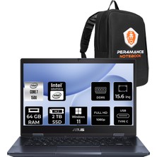 Asus Expertbook B1 Core 7 150U Notebook 64GB RAM 2TB SSD 15.6" FHD Win11 Pro + Per4 Çanta B1503C78G512B4DP424