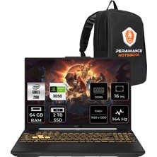 Asus Tuf Gaming F16 Core 5 210H RTX 3050 Gaming Laptop 64GB RAM 2TB SSD 16" FHD+ 144Hz FreeDOS + Per4 Çanta FX607VJBRL123WP334