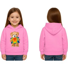 Sedirli Unisex Ayıcık Bear Baskılı Çocuk Kapşonlu Swaetshirt 3 Iplik Şardonlu