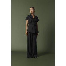 Nisan Triko Kuşaklı Cepli Yelek