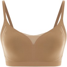 HNX Lazer Kesim Transparan Tül Detaylı Çıkarılabilir Kaplı Balensiz Kadın Sütyen