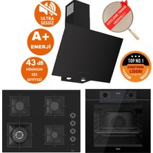 Ferre Fryart & Silentart Yeson Sessiz Siyah Ankastre Set ( D077-SA + QEP63CS + SC405-WFA Wok ))