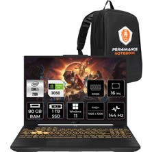 Asus Tuf Gaming F16 Core 5 210H RTX 3050 Gaming Laptop 80GB RAM 1TB SSD 16" FHD+ 144Hz Win11 Home + Per4 Çanta FX607VJBRL123WP383