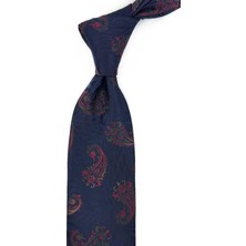 Kravatkolik Lacivert - Bordo Şal Desen Mendilli Klasik Kravat KK13300