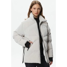 Lacoste Syntehic Fill Womens Jacket Dik Yakalı Dolgu Kadın Şişme Mont Gri