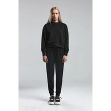 Benmanaj Kadın Basıc Bisiklet Yaka Uzun Kol Sweatshırt Black