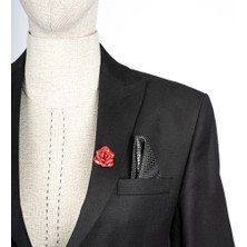 AZKAR El Yapımı Kırmızı Gül Yaka İğnesi – Unisex Broş – Çiçek Aksesuar