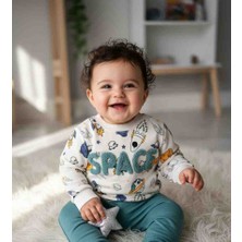 Erkek Bebek Ikili Takım Uzay Detaylı Alt Üst Takım