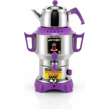 Elektrikli Çay Makinesi, Paslanmaz Çelik, 45 Bardak Kapasiteli, Lila Renk