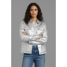 Wkm Kadın Rahat Kesim Çift Cepli Denim Kot Ceket